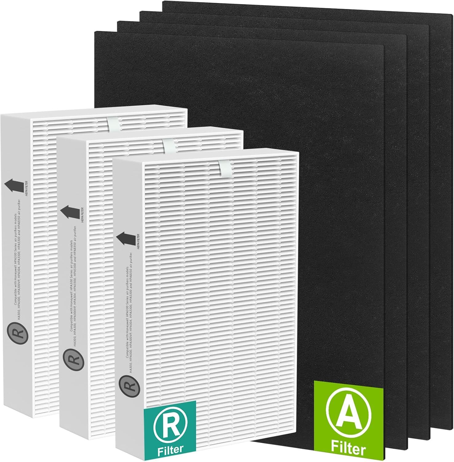 3 HPA300 True HEPA Filter R and 4 Activated Carbon Filter A with Honeywell