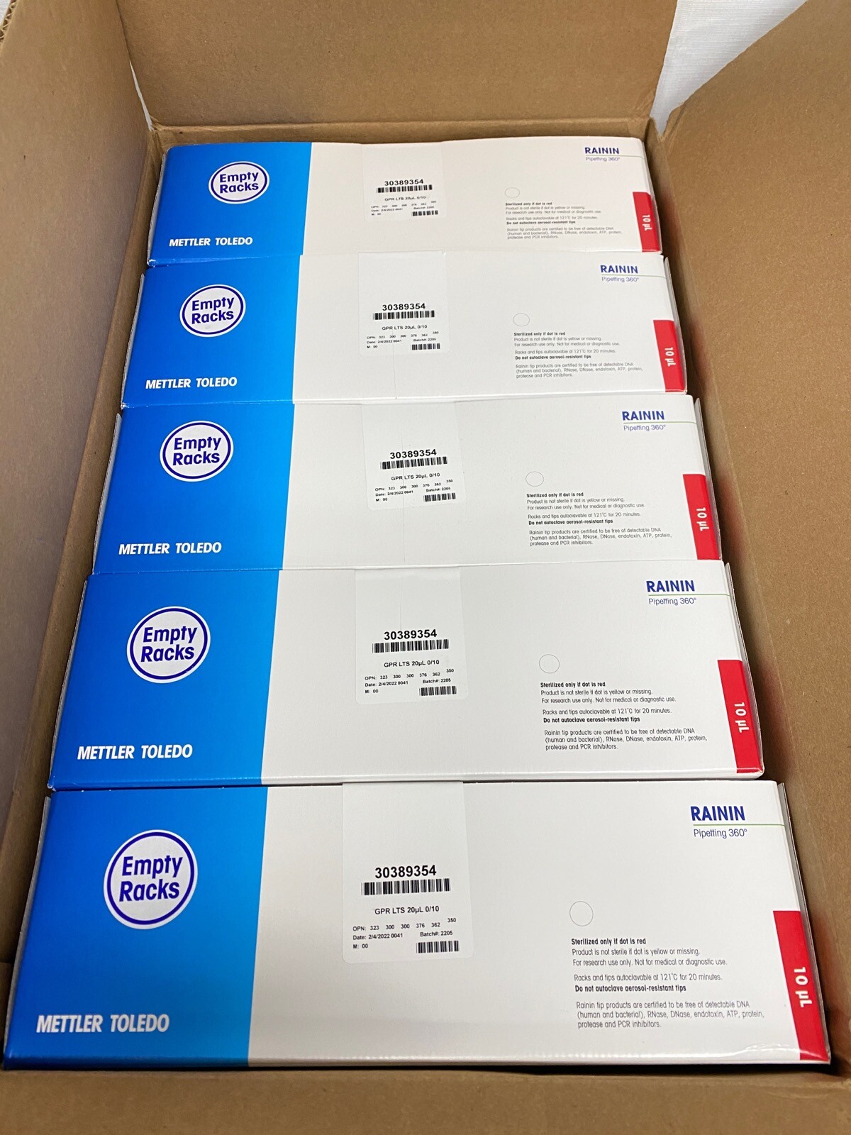 (50) METTLER TOLEDO Rainin 20uL Pipette Tip Empty Refill Racks 30389354