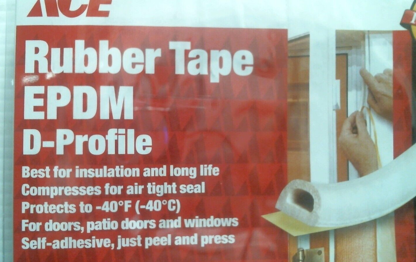 ACE Rubber Tape, EPDM, D-Profile 7/32" X 3/8" X 17' (5131586) FS