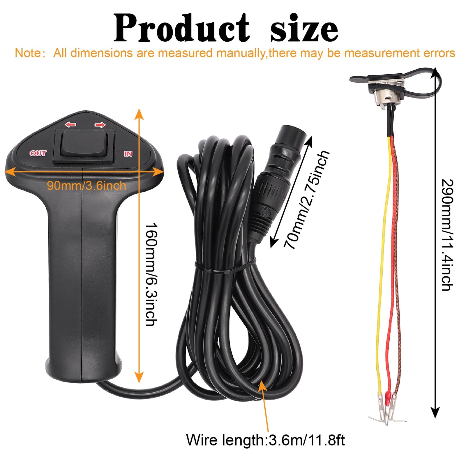 12V 500A 12000Lb Winch Hand Wired Remote Controller Kit with Control Socket A...