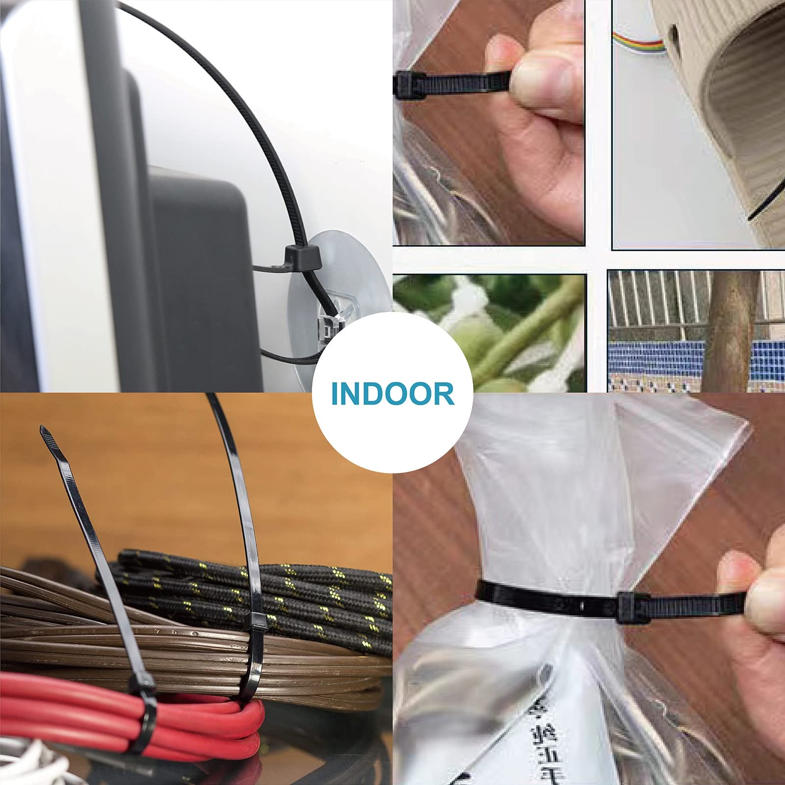 Zip Ties Assorted Sizes 400 Pack Black Cable Ties UV Resistant Wire Ties
