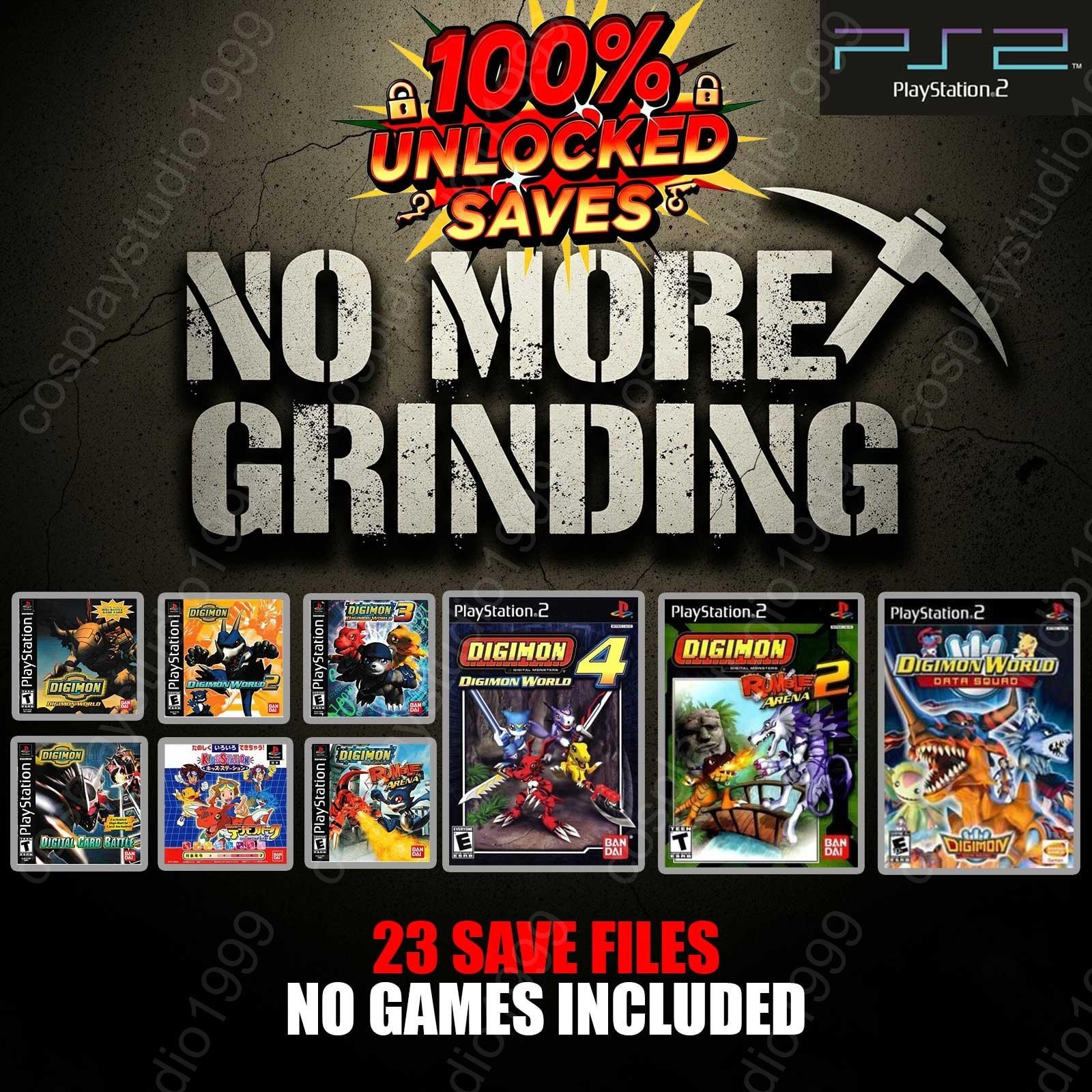 Digimon World 1 2 3 4 Card Battle Rumble Arena Data Squad PS2 Memory Card Cheats