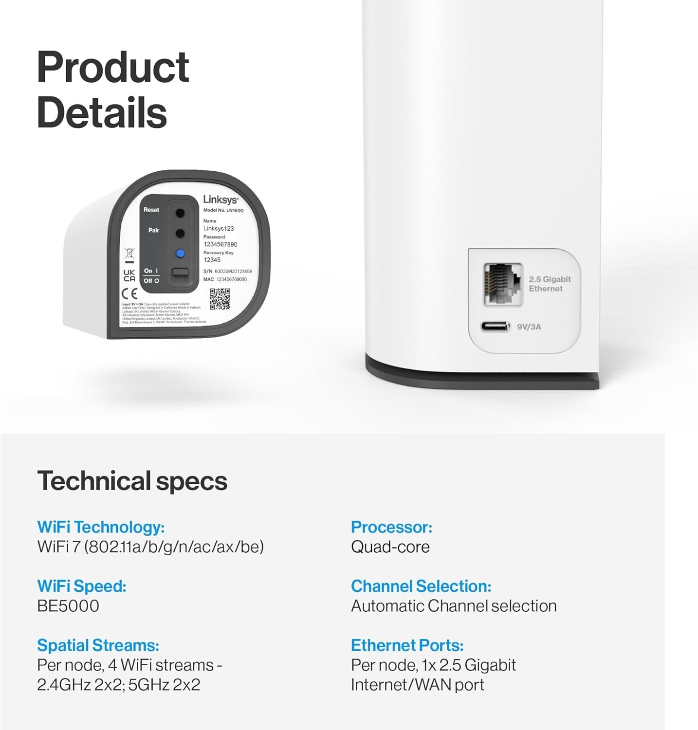 Linksys Velop Micro 7 Dual-Band Wi-Fi 7 Mesh System 3 Pack (LN1603-US) -Open Box