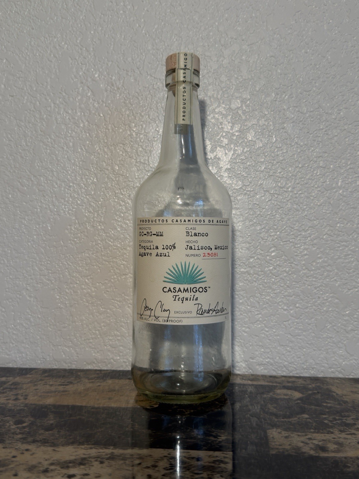 Casamigos Tequila Blanco Liquor Bottle 1L Collectible