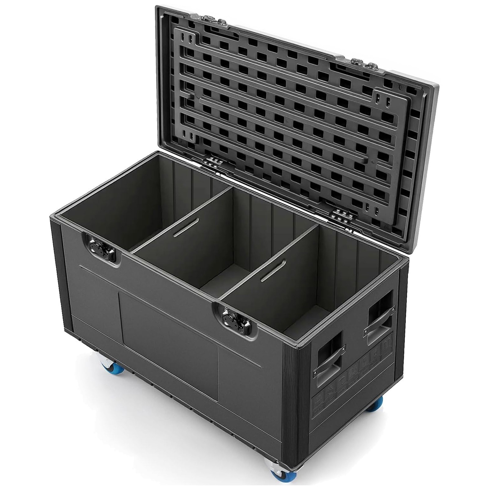 44" x 22" x 24"Cable Trunk Road Case w/Casters and Divider Stackable Road Case