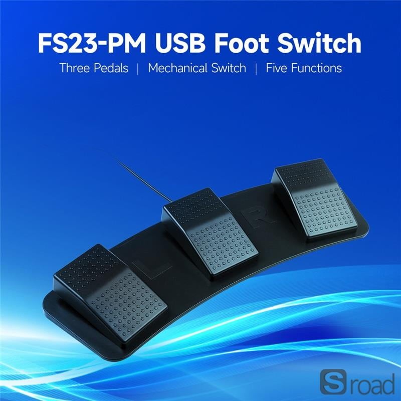 USB Programmable Customizable 3-Pedal Foot Switch For Gaming Music Office