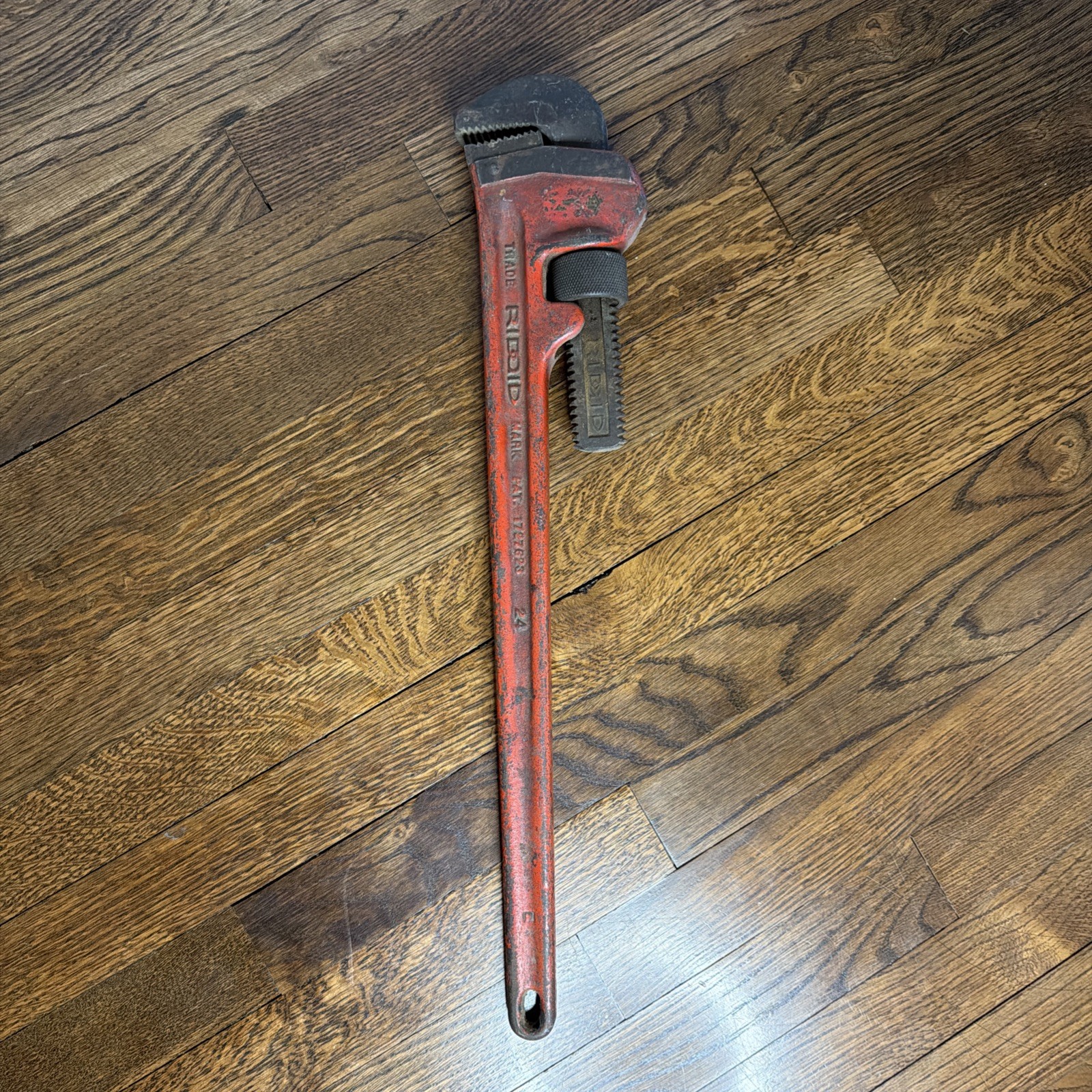 Ridgid 24" Heavy Duty Pipe Wrench Orange RIGID Made In USA Vintage