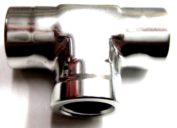Pipe Tee Fitting Female 1/8" x 1/8" x 1/8" NPT SimChrome Silver Show Polish Alum