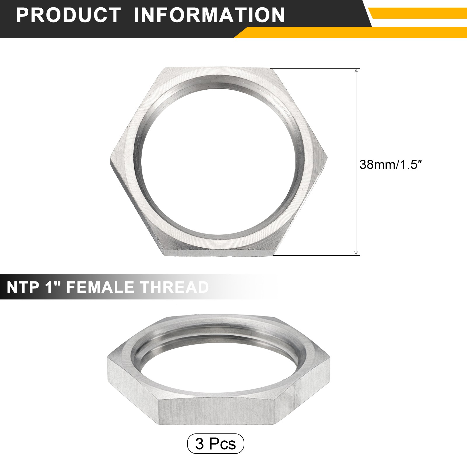 3Pcs Cast Pipe Fitting Hex Locknut, 304 Stainless Steel Hex Lock Nut NPT1"