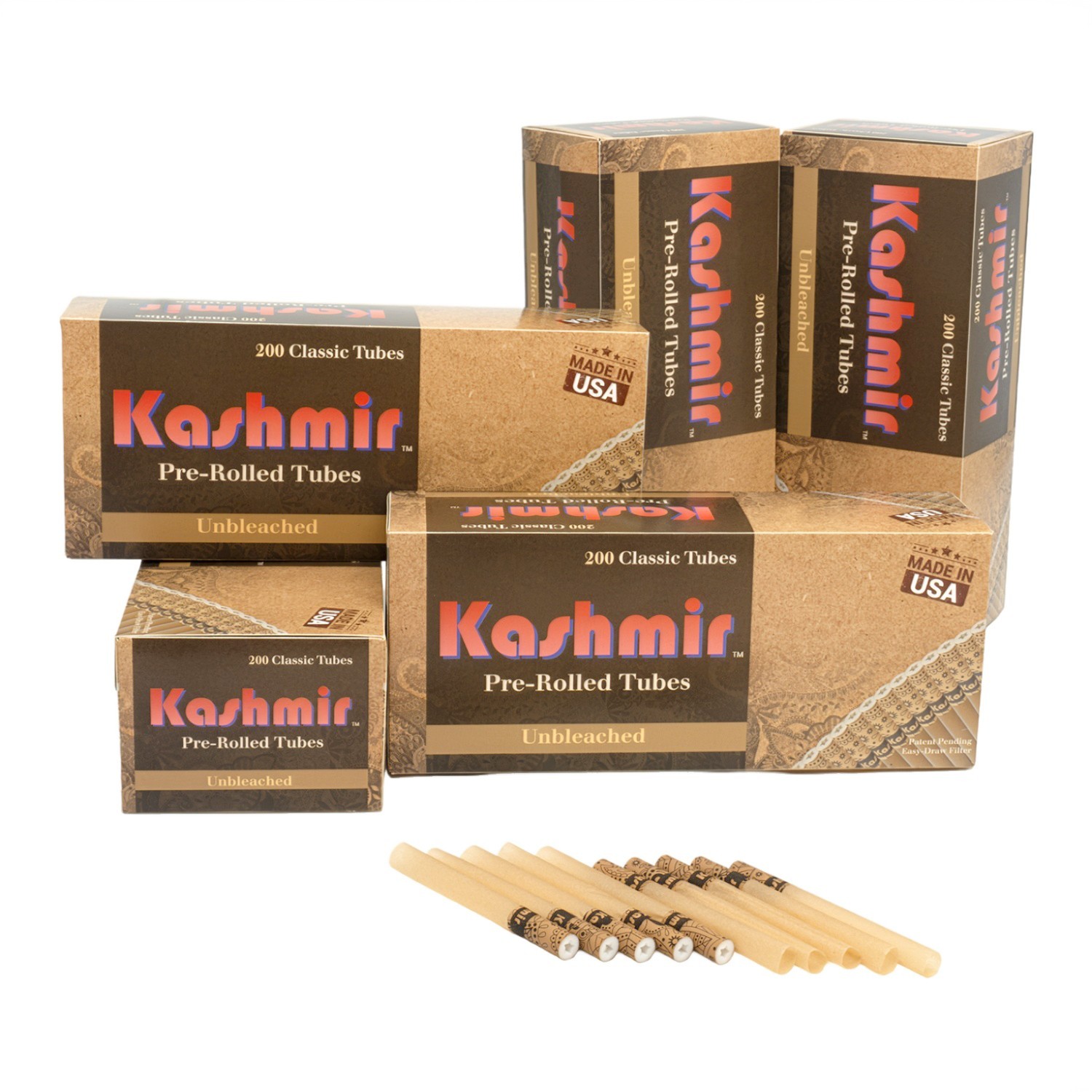 Unbleached Classic Cigarette Filter Tubes RYO Tubes 200/Pack-1000 Count Kashmir