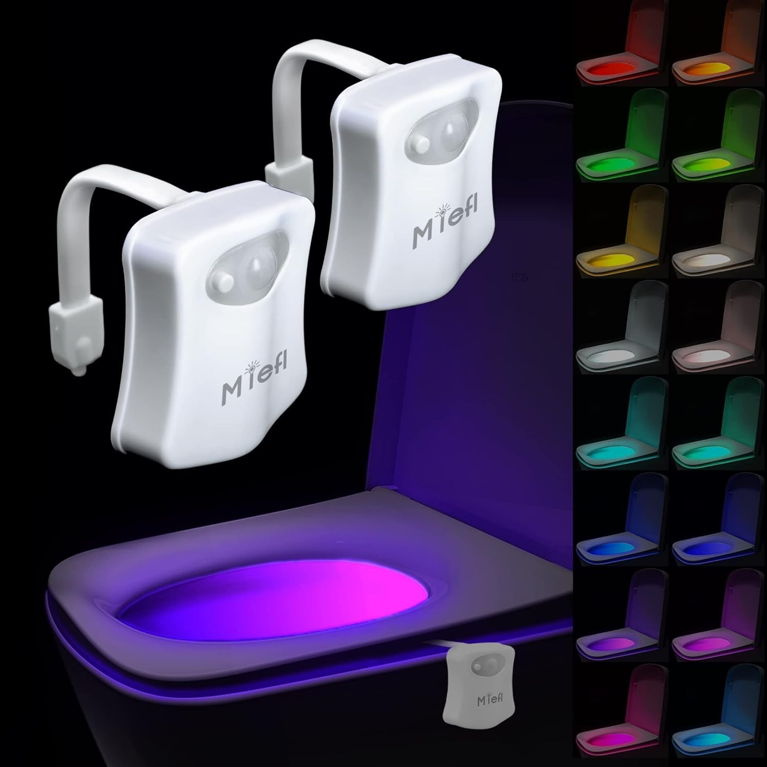 Toilet Light Motion Sensor 16 Colors Changing (2 Pack),Led Glow Bowl inside Toil
