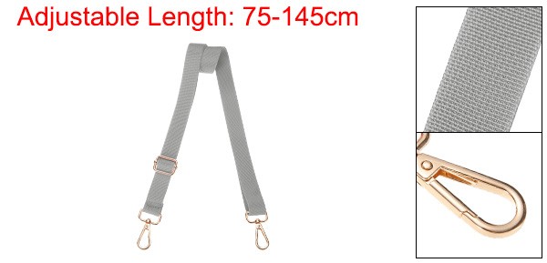 2.5cm Adjustable Silver Gray Wide Shoulder Strap w Light Gold Pull Core Buckle