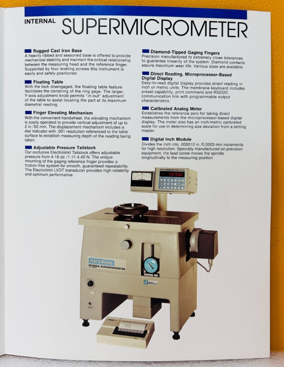 Pratt & Whitney Internal Supermicrometer Catalog.