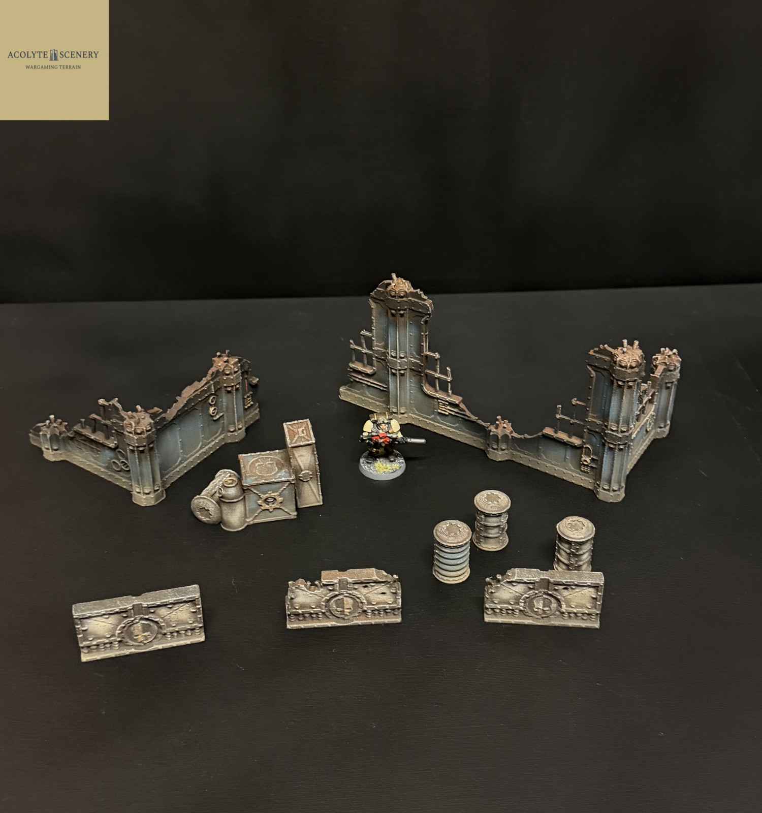 Grimdark Terrain Wall and Supplies Bundle #2 compatible with Warhammer 40k 28mm