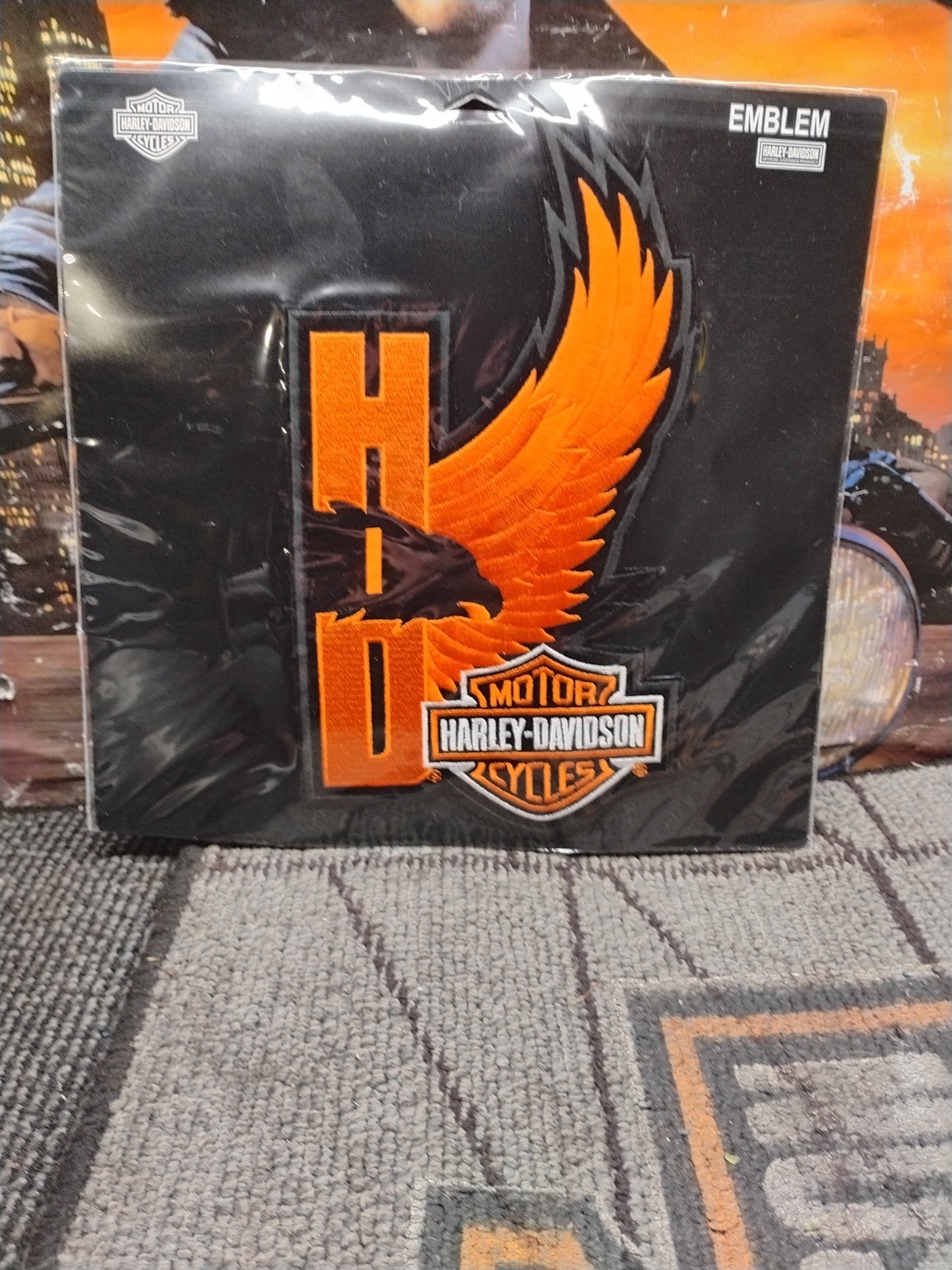 Nos Vintage Harley Eagle Wings Large 8in Orange  Motorcycle Vest Patch
