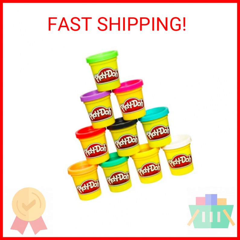 Play Doh Modeling Compound 10-Pack Case of Assorted Colors, Non-Toxic 2 oz. Cans