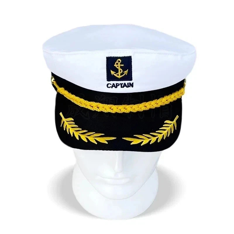 Adult Navy Captain Hat Yacht Sailor Skipper Ship Costume Hat Adjustable - Unisex