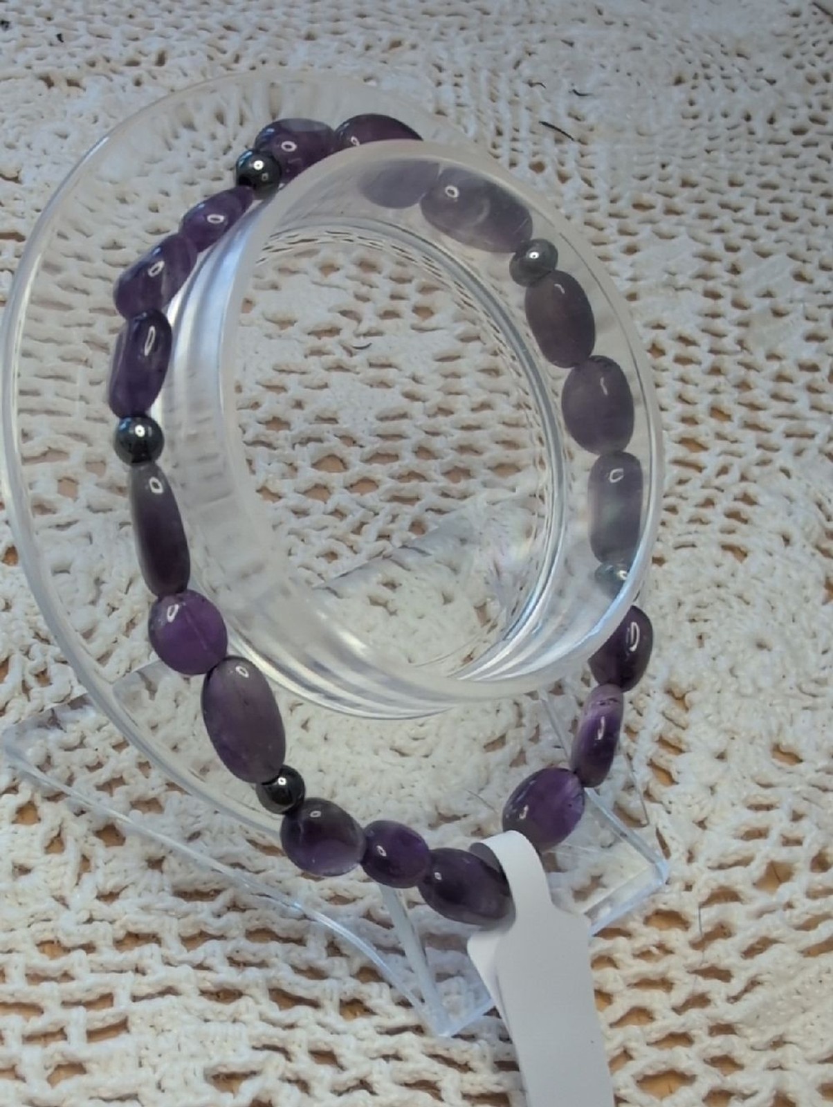 Handmade Amethyst And Hematite Stretch Bracelet