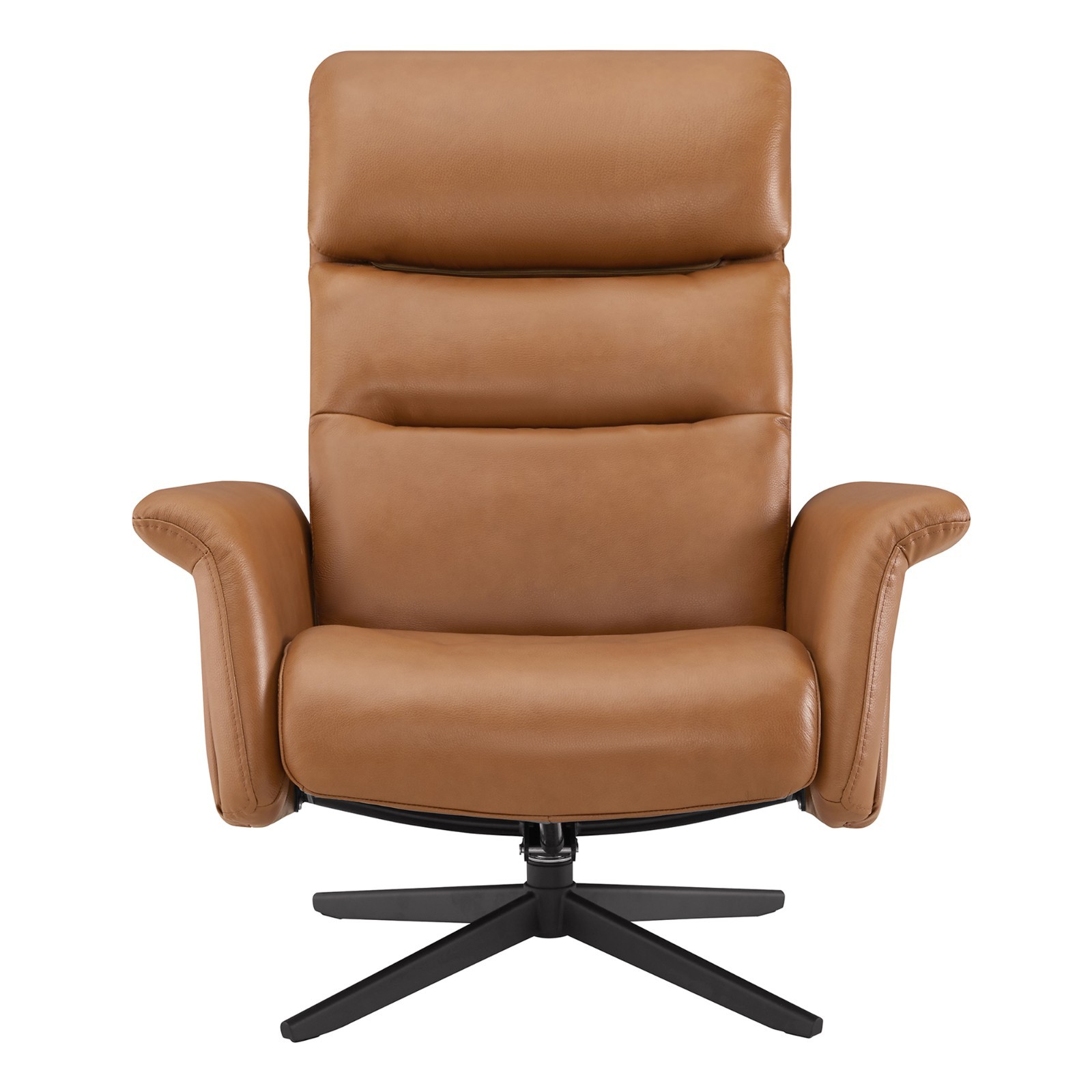 CHITA Genuine Leather Self-Weight Reclining Swivel Chair w/Adjustable Headrest