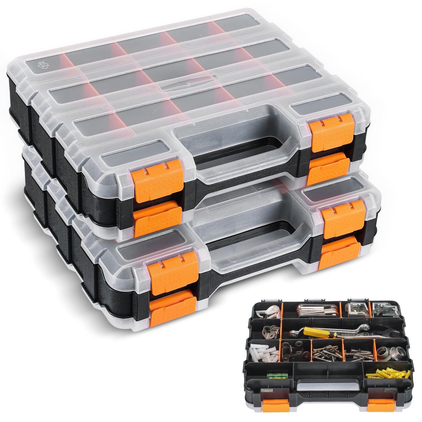 NATGAI 2 Pack Small Parts 10.6 inches x 3.2 x 12.6 inches, Orange