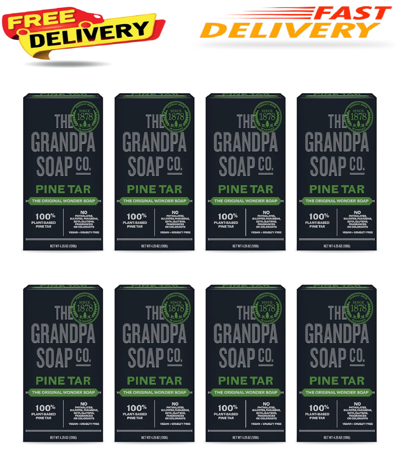 Pine Tar Bar Soap by The Grandpa Soap Company 4.25 Oz. Each 8-Pack