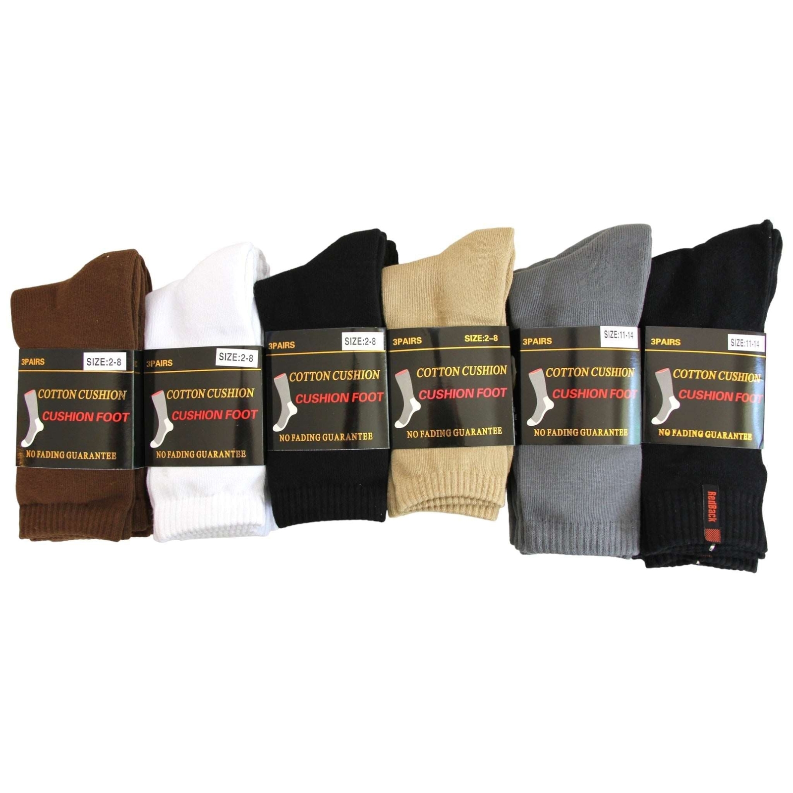 Premium Pure Cotton Double Cushion Crew Socks Foot Sport Socks Work Dress Casual