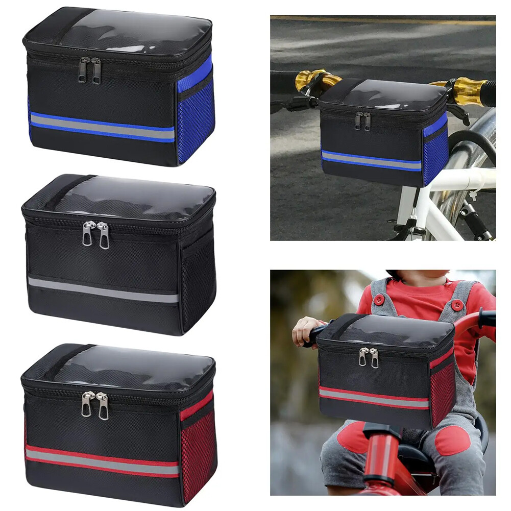 Bike Front Bag Simple to Use Bike Handle Basket Removable With Double Zipper US