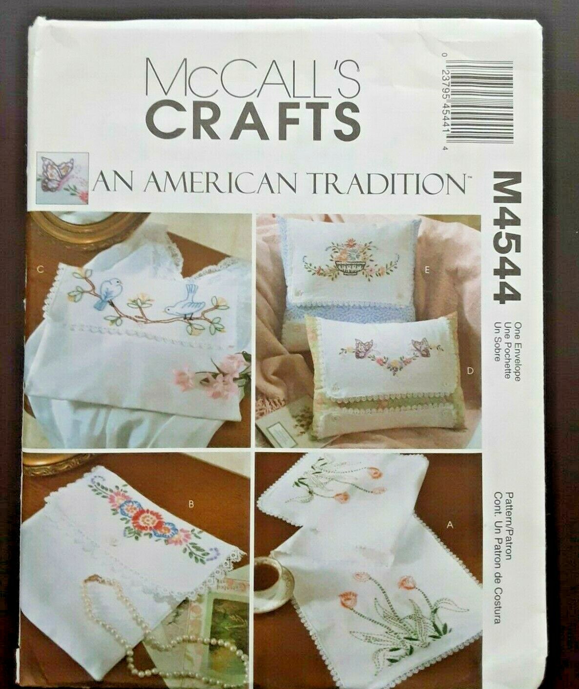 McCall's Pattern M4544 Embroidery Pillow Scarf Pouch Sewing Project  New UNCUT