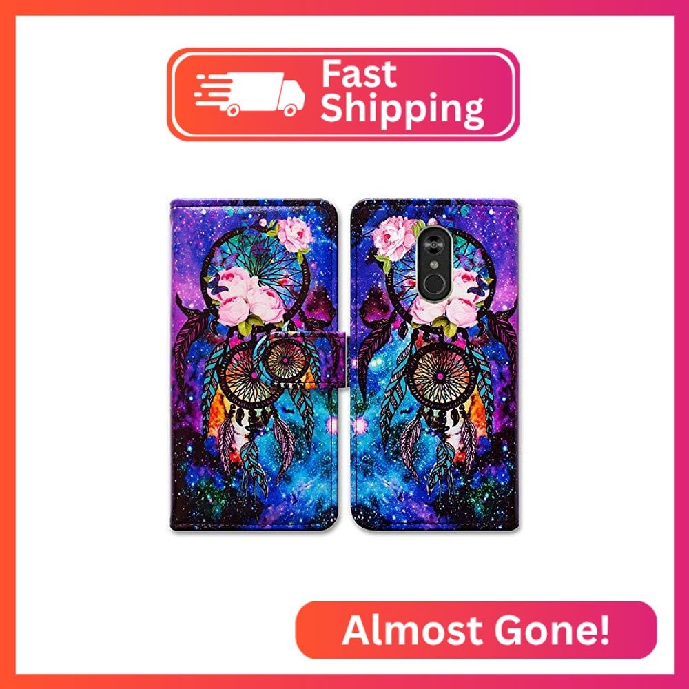 Bcov Case for LG Stylo 4/LG Stylo 4 Plus, Dream Catcher Galaxy Sky Flip Case Lea