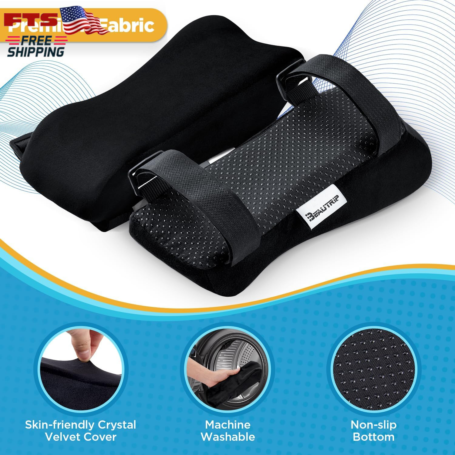Ergonomic Armrest Pads for Office Chair Elbow Support Cushion Set of 2