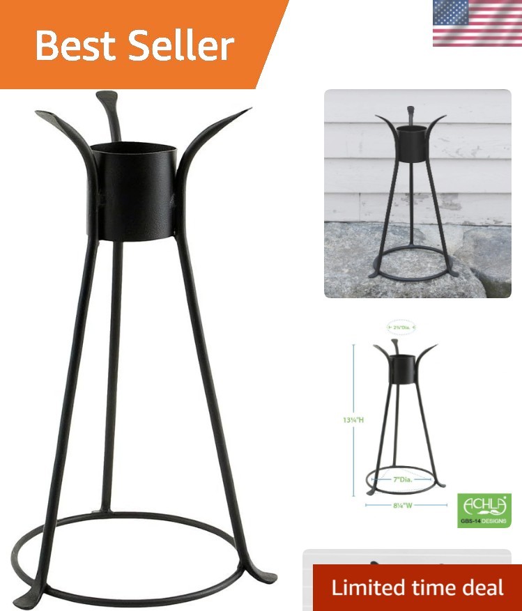 Victorian-Inspired Trestle II Gazing Globe Stand, Weather-Resistant, Black Iron