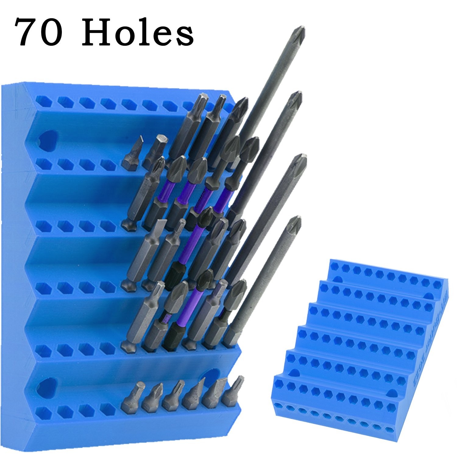 Blue Drill Bit Storage Case Holder for 1/4 Inch Hex Shank Bit - Organizer Only