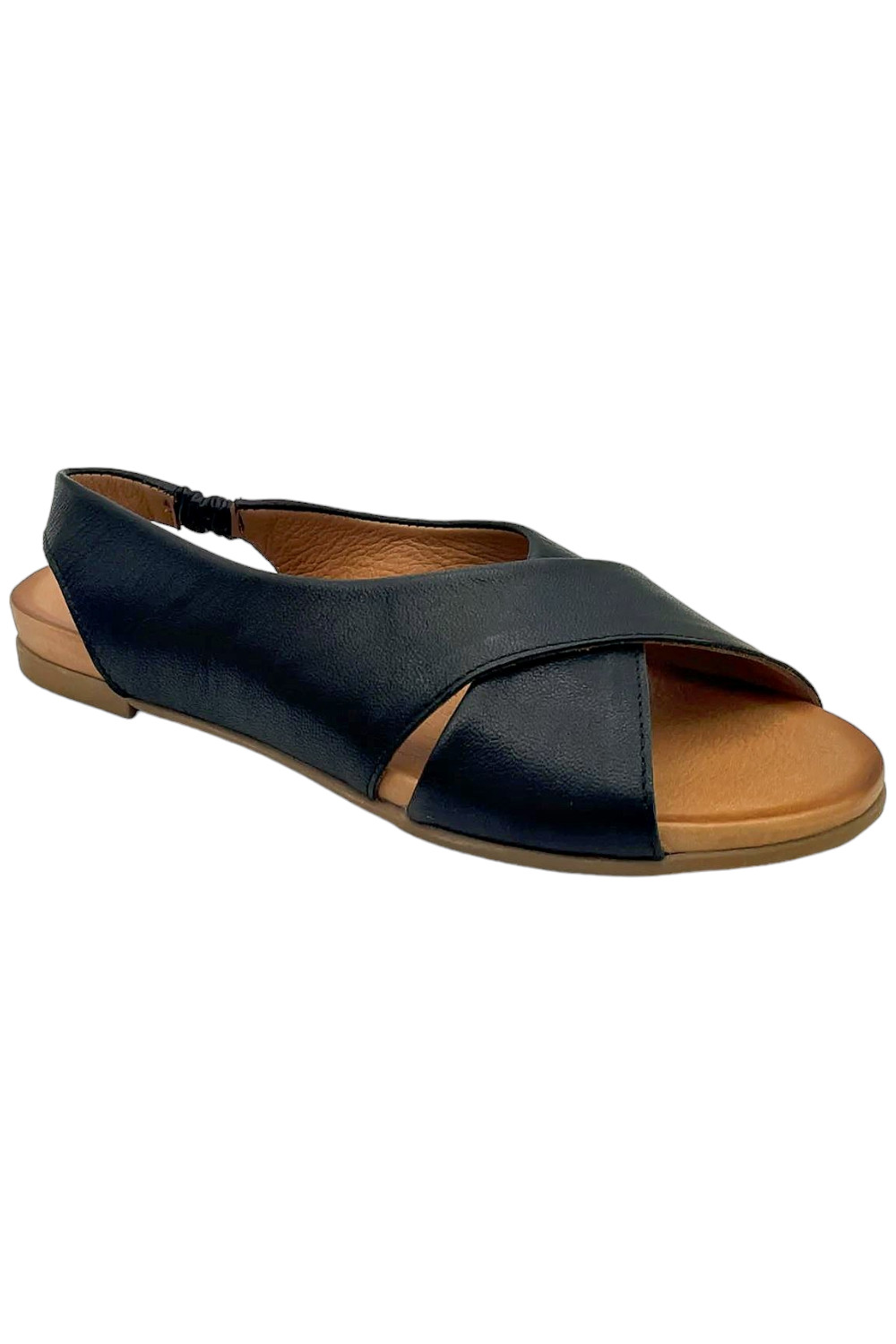 Miz Mooz Leather Crossover Slingback Sandals Thayne Black