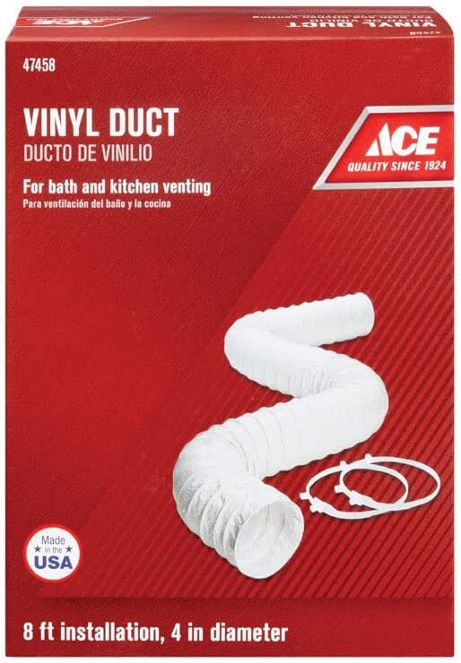 White Flexible Vinyl Duct 4 inches by 8 Feet, 4" x 8'