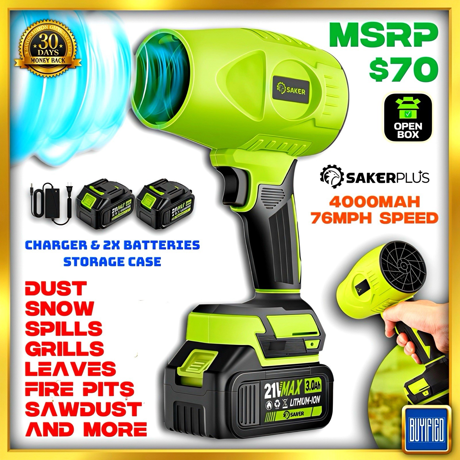 CORDLESS LEAF BLOWER 💥 Portable Yard Garage Fire Dust Car Cleaner Power Tool
