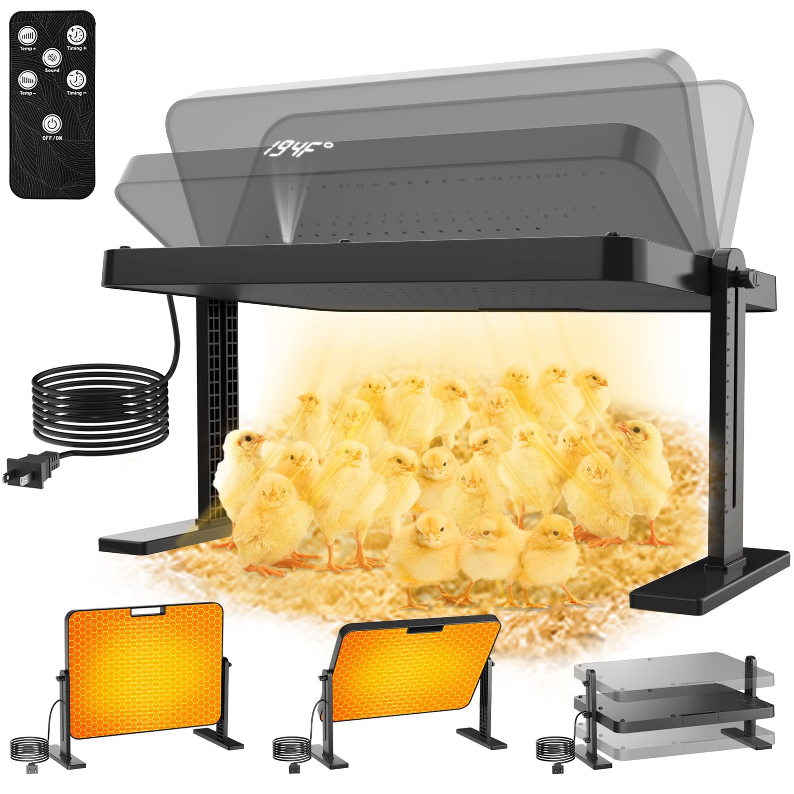 DXHAOSTET Chicken Brooder, 200W 16x12in Large Chick Heat Plate with Adjustable
