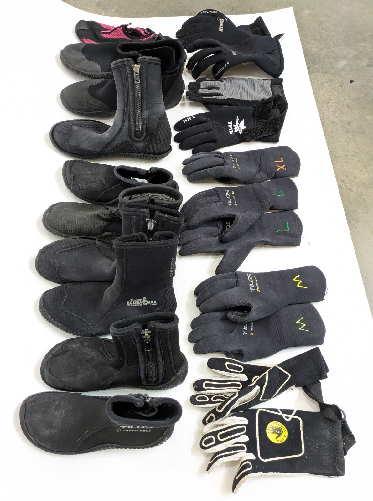 As-Is Scuba Diving Booties & Gloves Lot Package