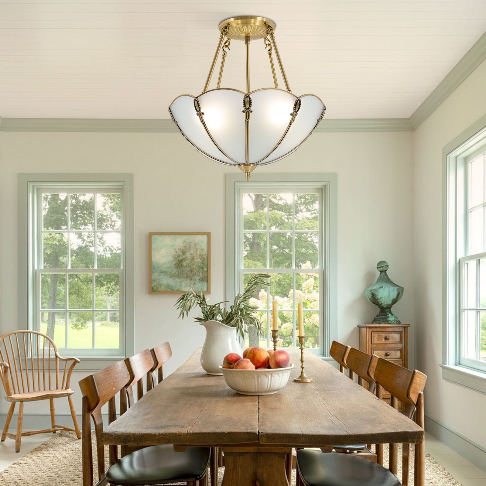 Retro Pendant Lamp 110V Hanging Chandelier 4 Lights Antique Style Pendant Light