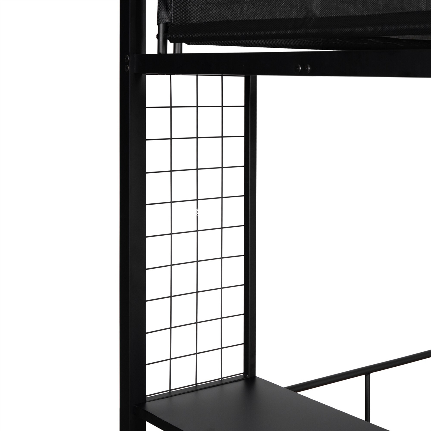Twin Over Full Bunk Bed Metal Bed Frame with Storage Shelves Black US
