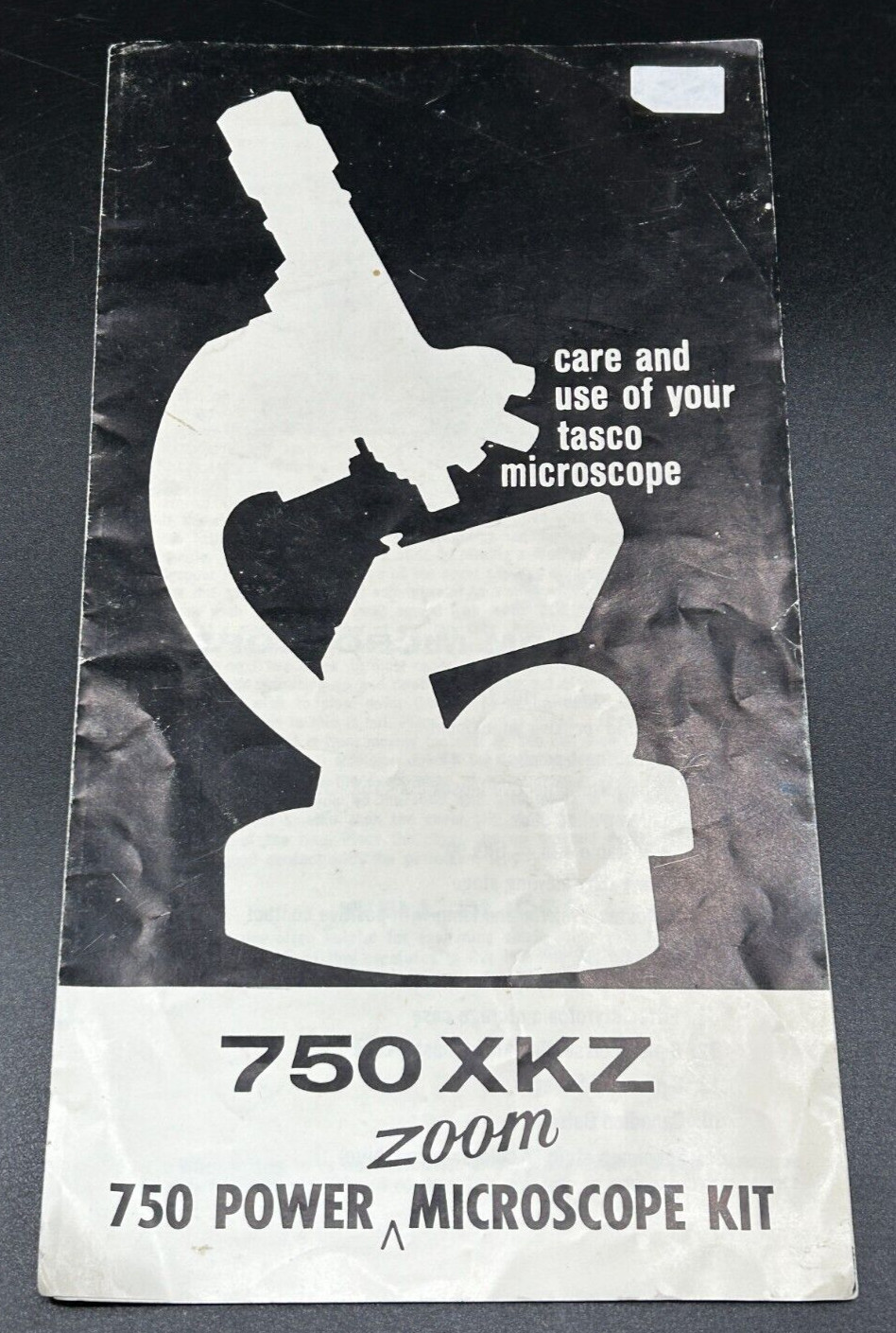 750XKZ Microscope Manual - 750 Power Zoom - Tasco - Care & Use of Microscope