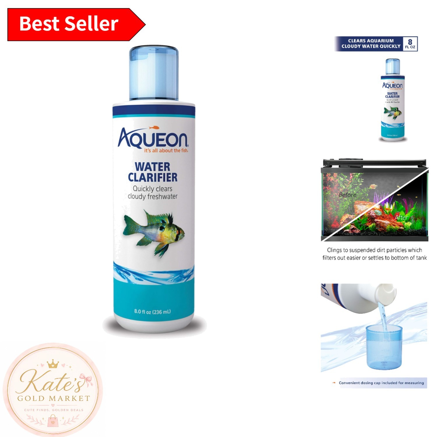 Aqueon 8 Ounce Aquarium Water Clarifier - Quick Clear Solution for Healthy Fish
