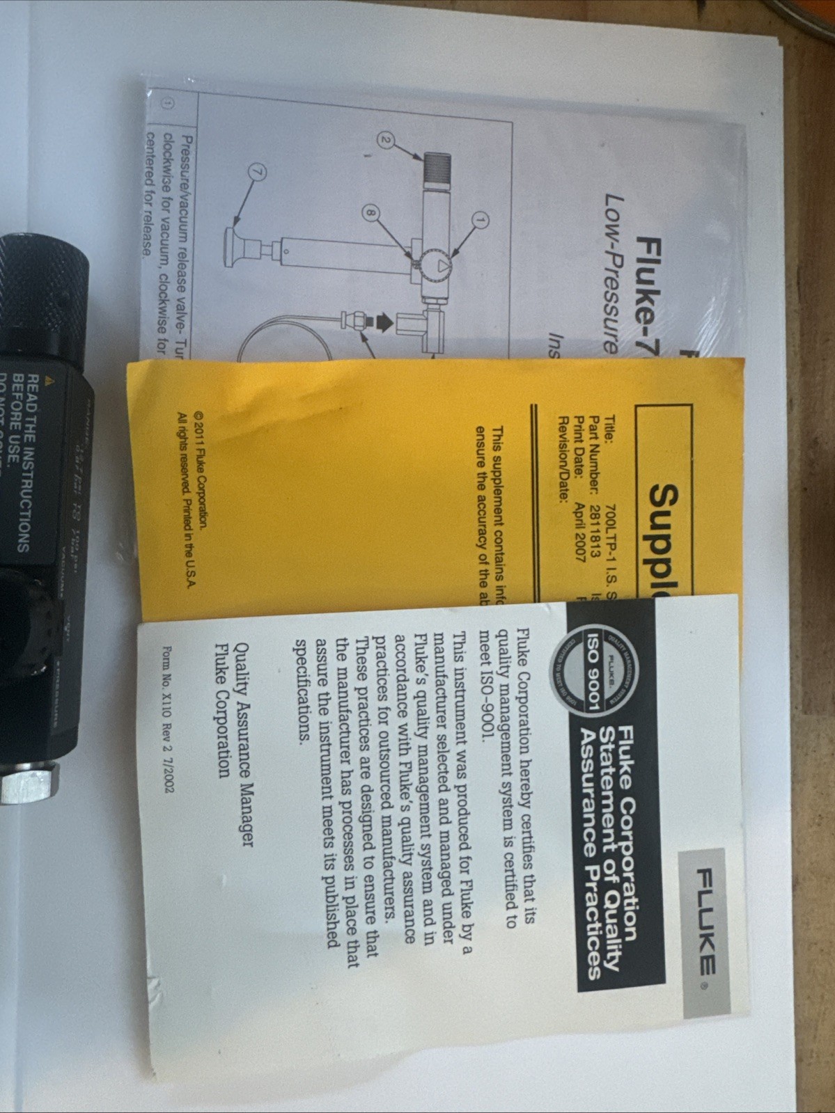 Fluke 700LTP1 Low-Pressure Test Pump New Never Use