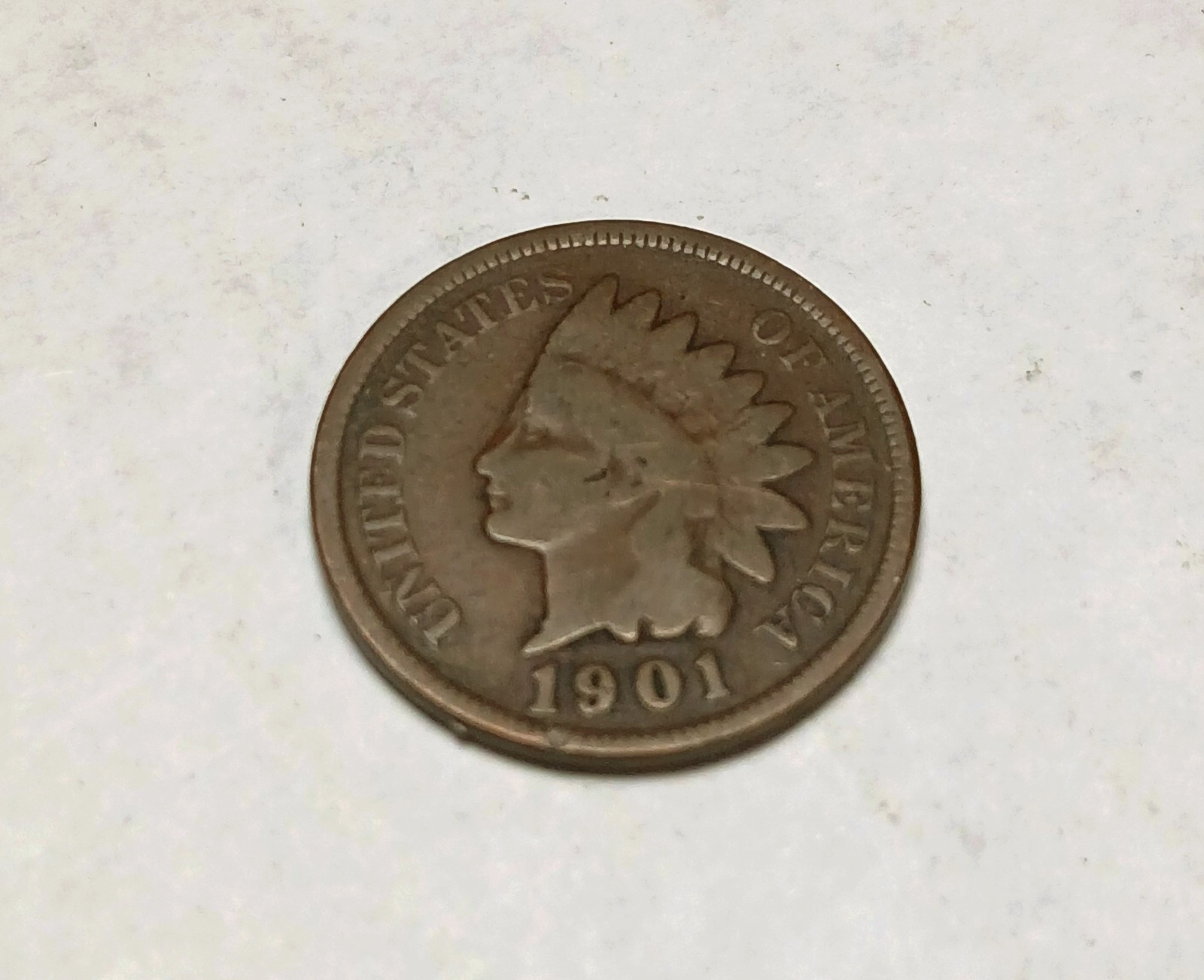 1901 U.S. Indian Head One Cent Coin * Circulated * Nice Condition
