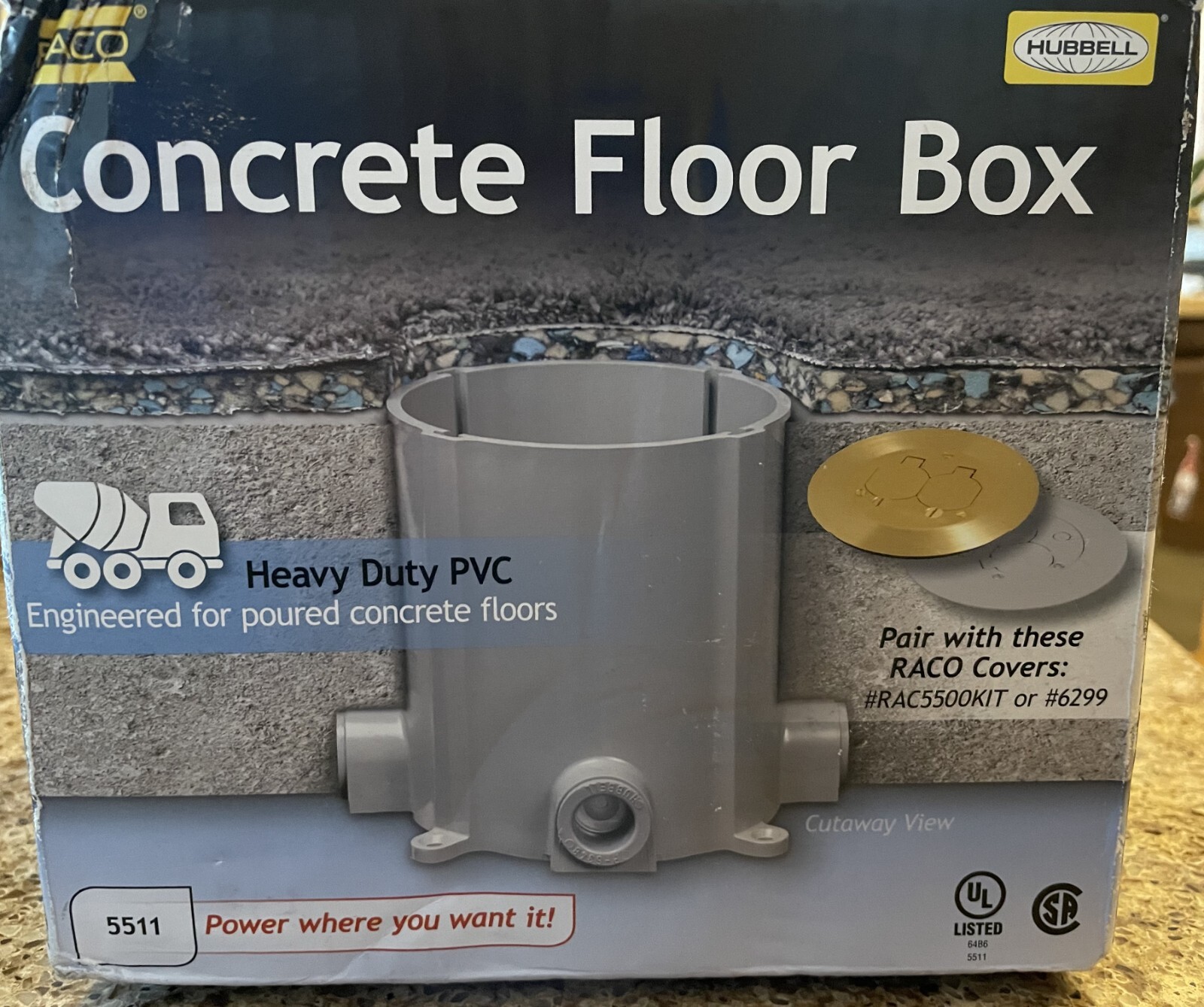 PVC Floor Boxes Qty. 2 Various Brands (listed below).