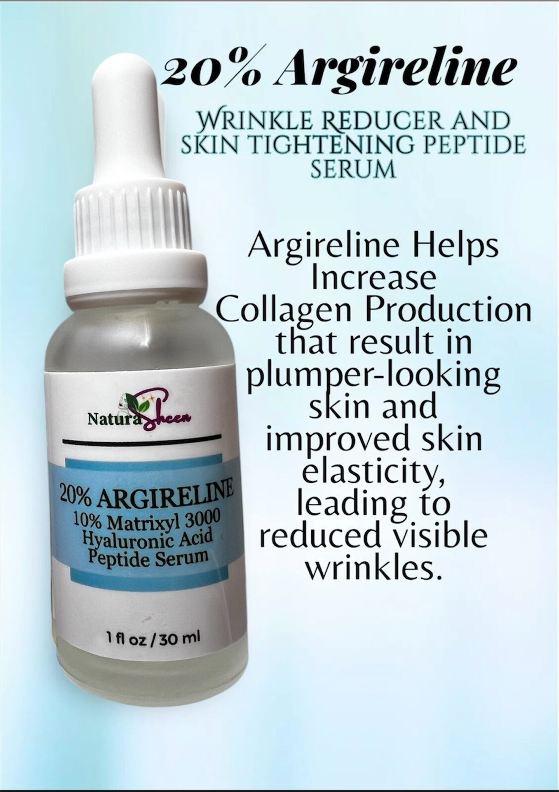 20% ARGIRELINE, 10% Mayrixyl 3000, 100% HYALURONIC ACID SKIN TIGHTENING SERUM