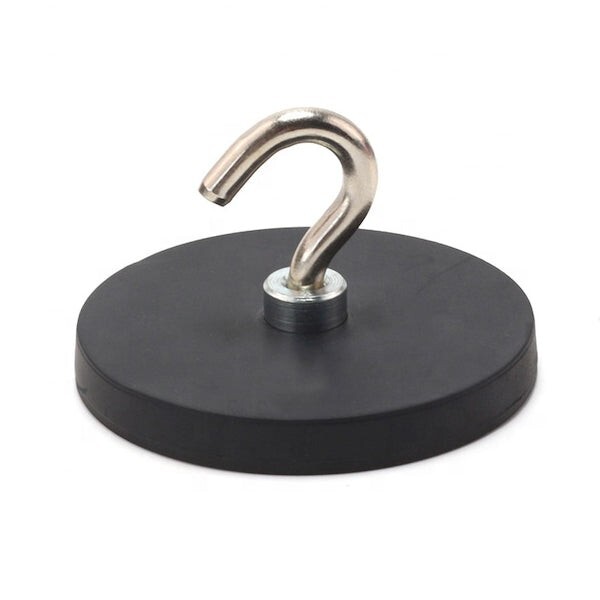 1X Rubber Coated Hook Pot Magnet 43mm x 5mm Anti Scratch Paint Mount