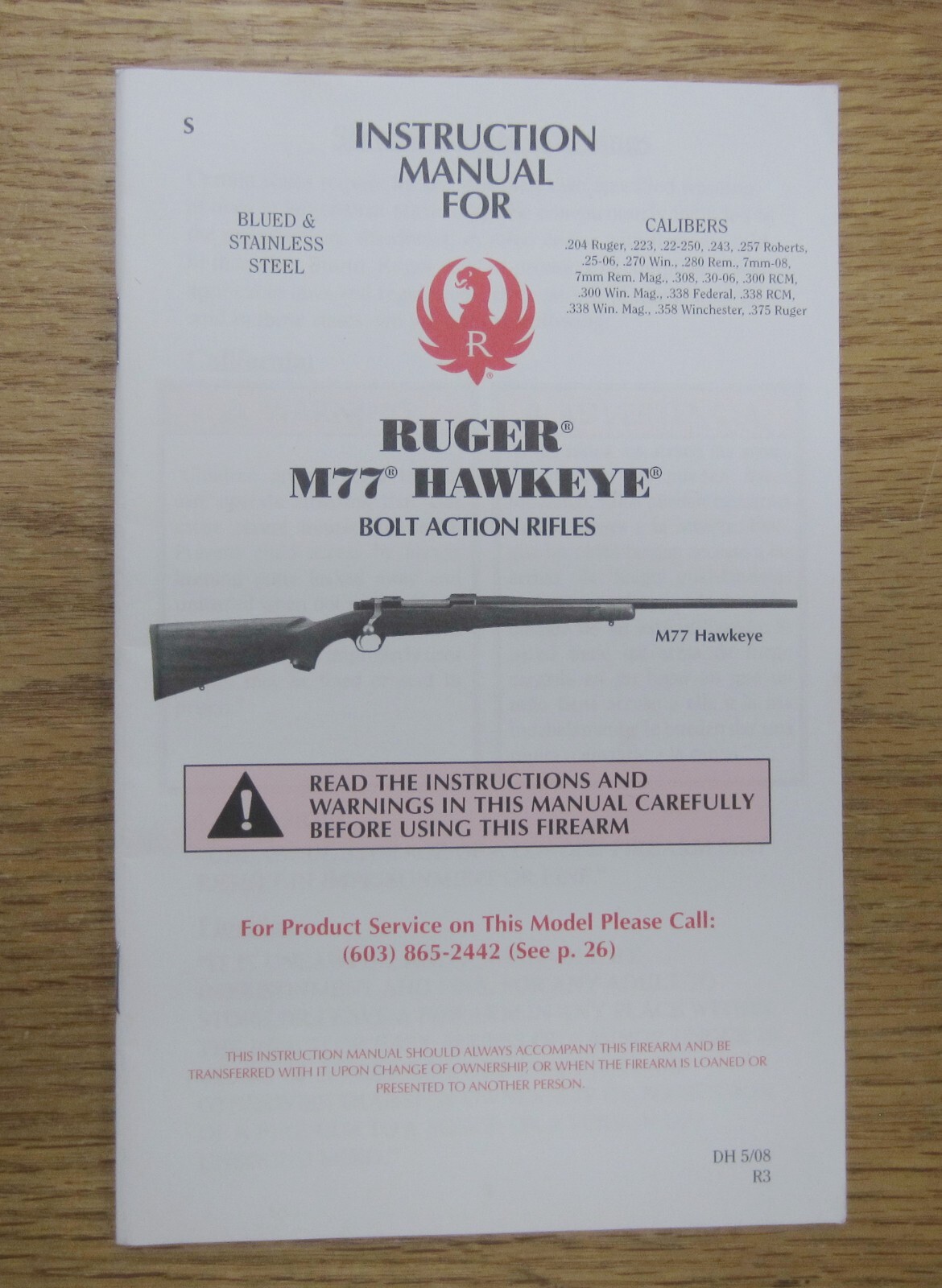 Ruger M77 Hawkeye Factory Manual