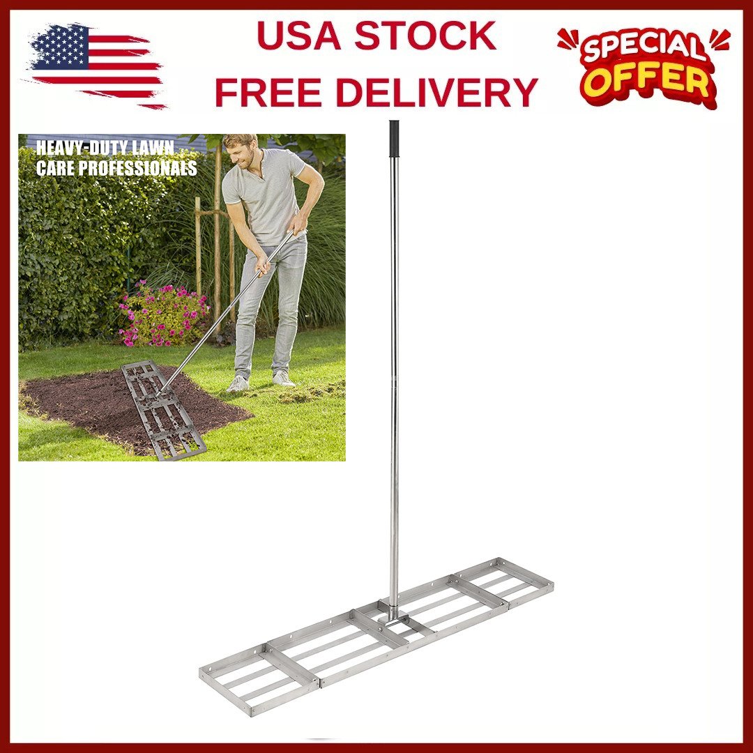 ⚡Manual Lawn Leveling Rake 48"/36"/30"W/180°Rotation Handle for Soil,Sand,Gravel