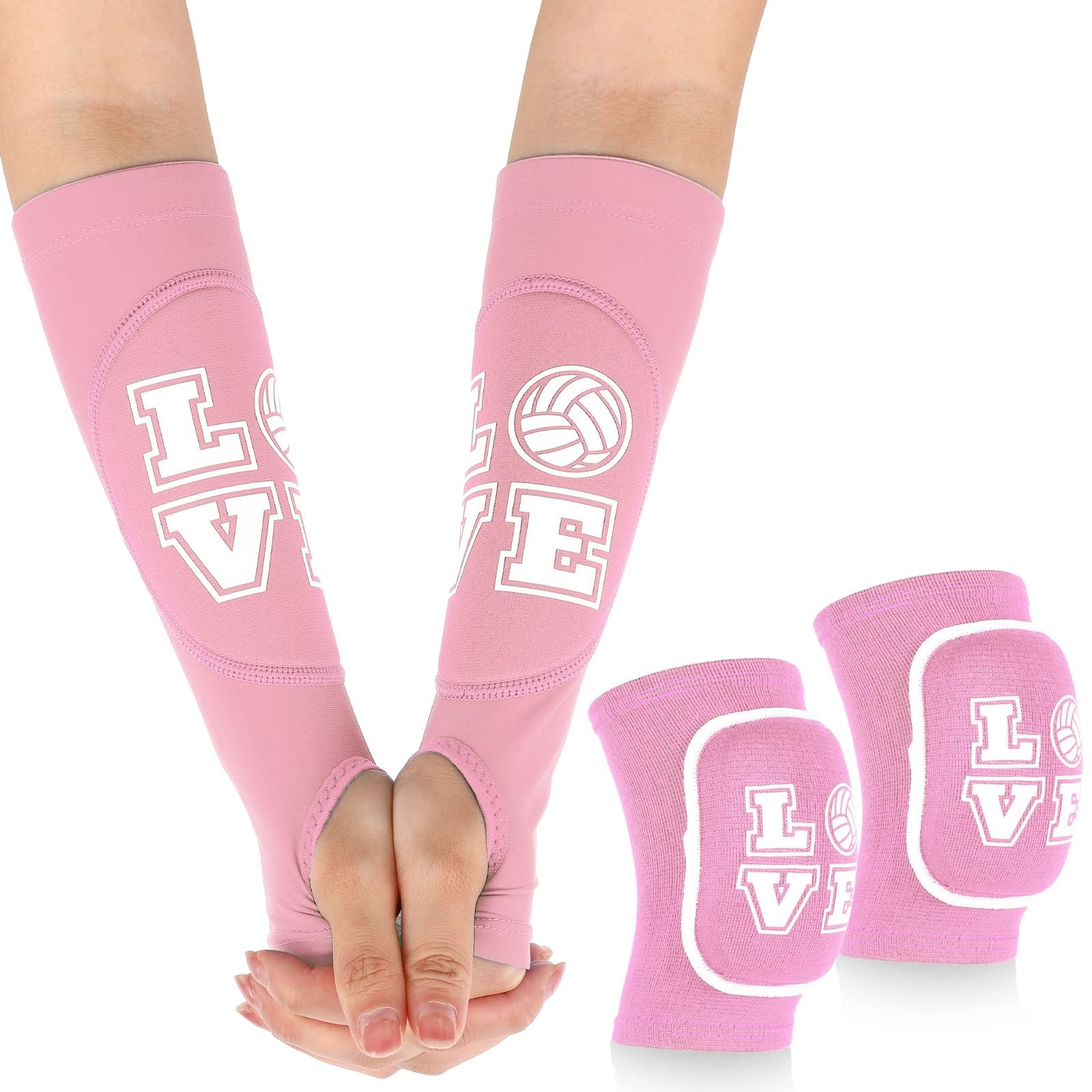 Ramede Volleyball Knee Pads and Arm Sleeves with Protection Pink