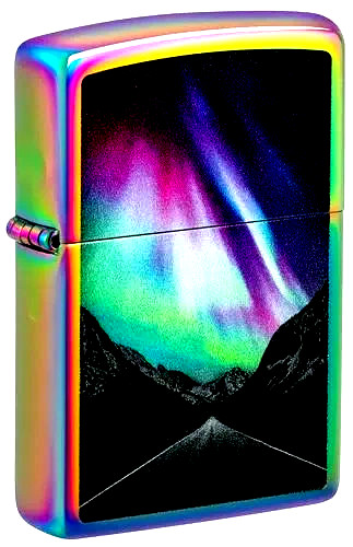 Beautiful Northern Lights Highway Spectrum Finish Zippo